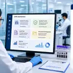 Lab technician using LIMS software to manage quality records and prepare for NABL Accreditation.